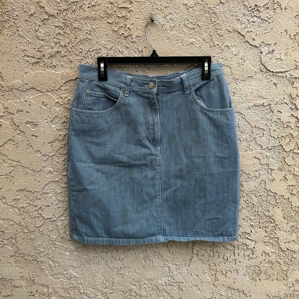 Vintage Bill Blass Pinstripe Denim Skirt Size 12
